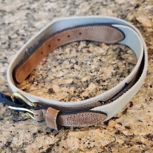 Tan and Brown Leather Belt with Sturdy Buckle‎